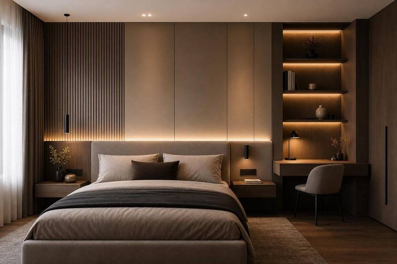 Yatak odası panel ve çalışma alanı uygulaması